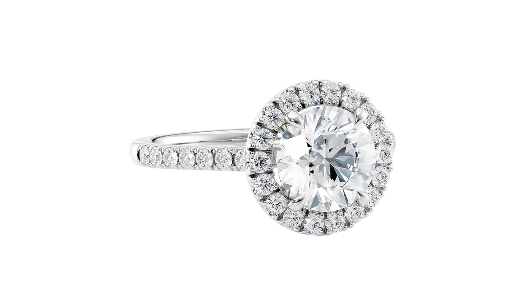 Round Halo Classic Diamond Band Engagement Ring