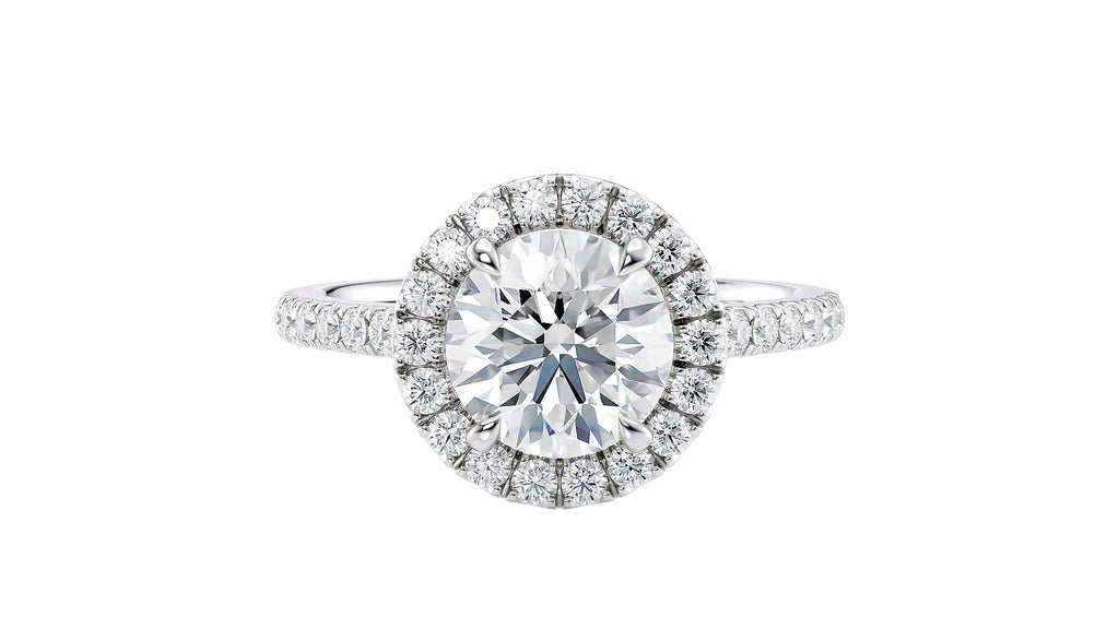 Round Halo Classic Diamond Band Engagement Ring