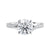 Brilliant cut diamond engagement ring with diamond set twist style band white gold front view.