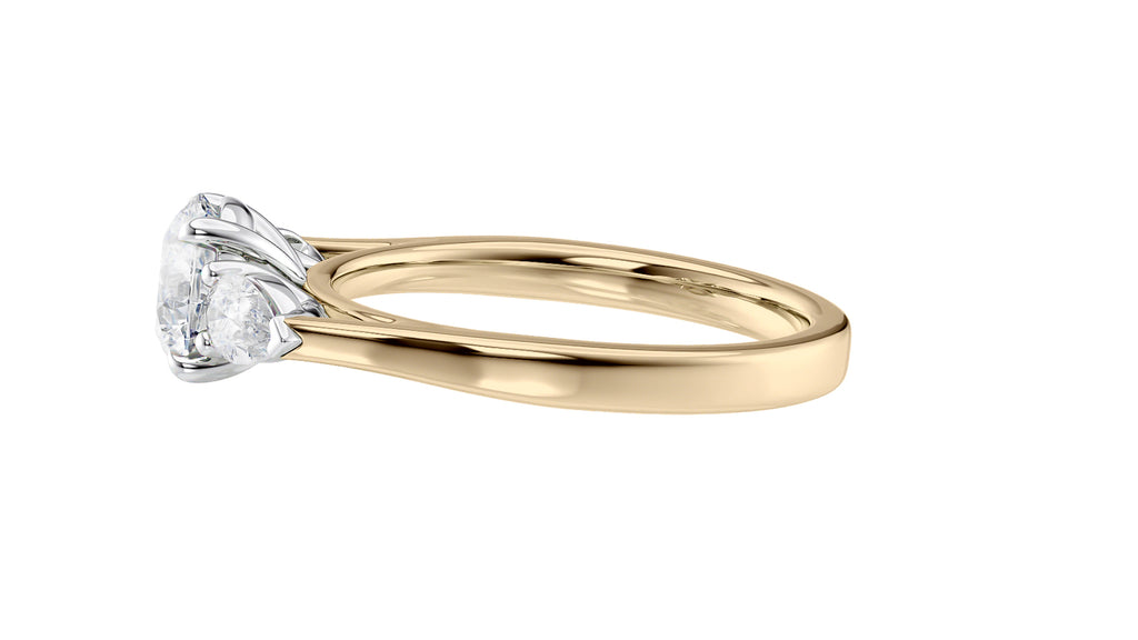 Round and Pear Cut 3 Stone Diamond Engagement Ring