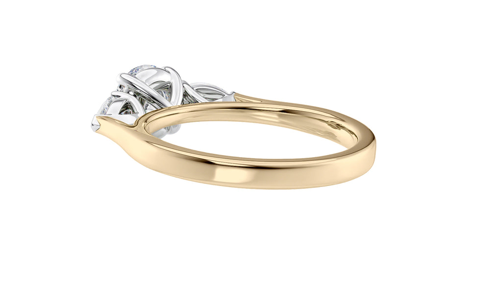 Round and Pear Cut 3 Stone Diamond Engagement Ring