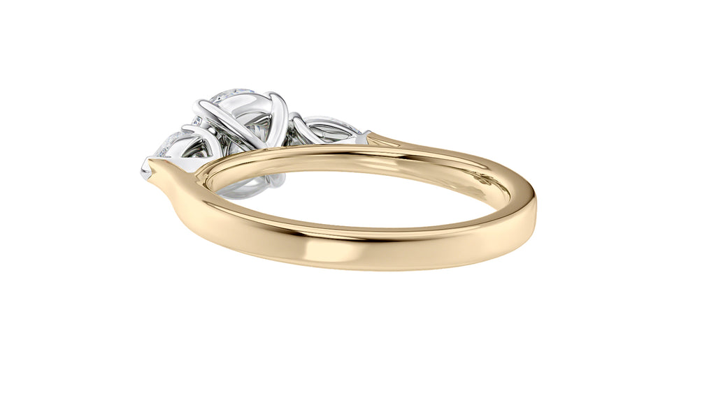 Round and Pear Cut 3 Stone Diamond Engagement Ring