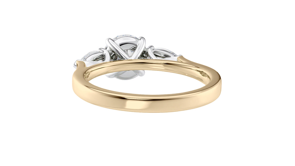 Round and Pear Cut 3 Stone Diamond Engagement Ring