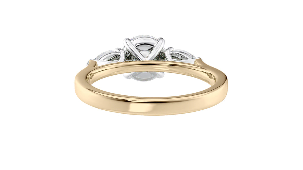 Round and Pear Cut 3 Stone Diamond Engagement Ring