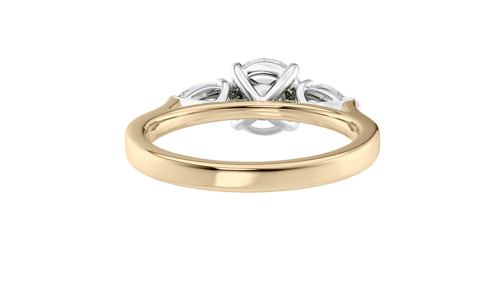 Round and Pear Cut 3 Stone Diamond Engagement Ring