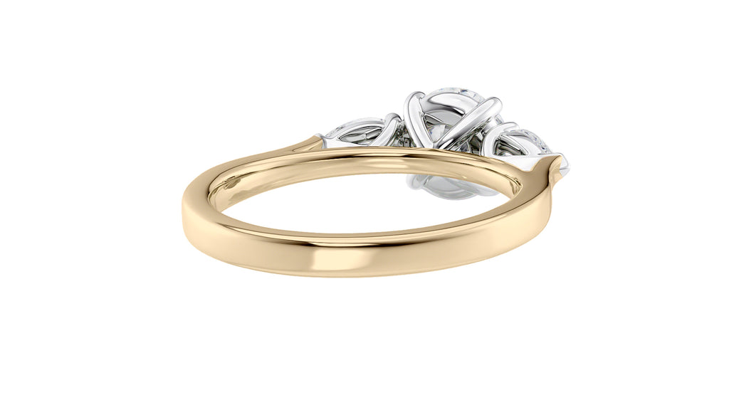 Round and Pear Cut 3 Stone Diamond Engagement Ring