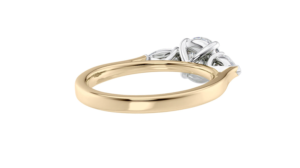 Round and Pear Cut 3 Stone Diamond Engagement Ring