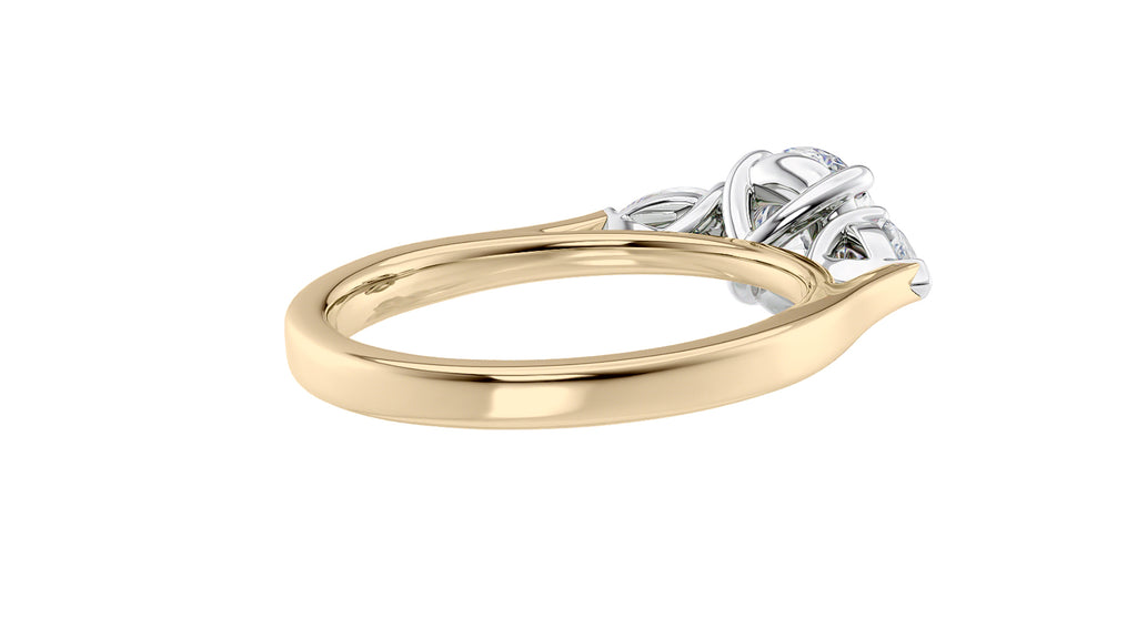 Round and Pear Cut 3 Stone Diamond Engagement Ring