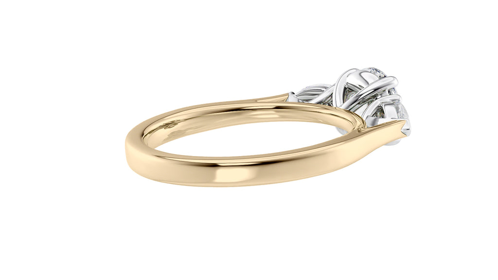Round and Pear Cut 3 Stone Diamond Engagement Ring