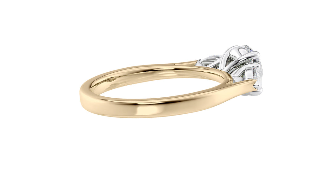 Round and Pear Cut 3 Stone Diamond Engagement Ring
