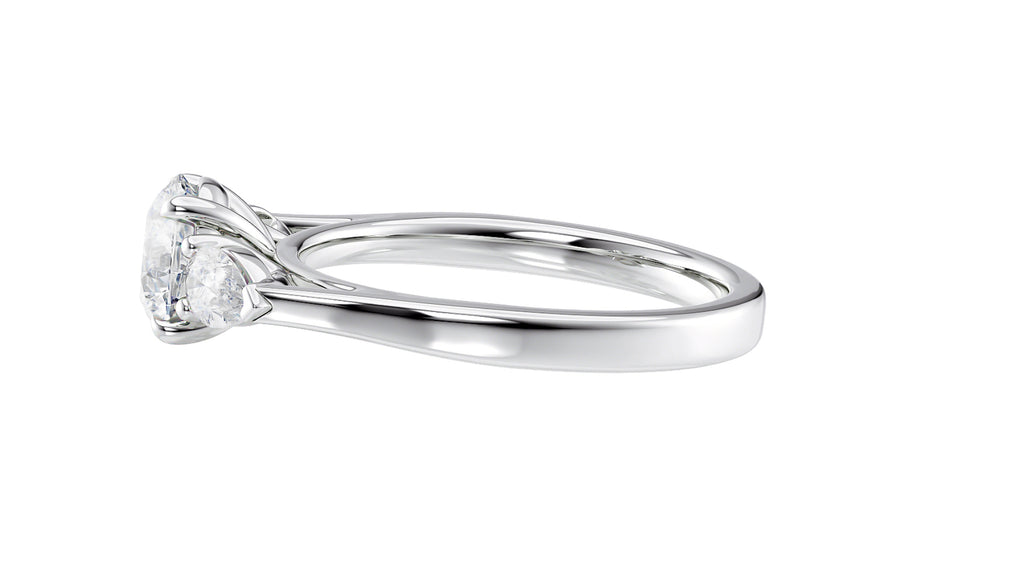 Round and Pear Cut 3 Stone Diamond Engagement Ring