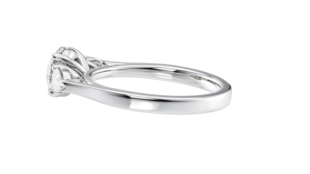 Round and Pear Cut 3 Stone Diamond Engagement Ring