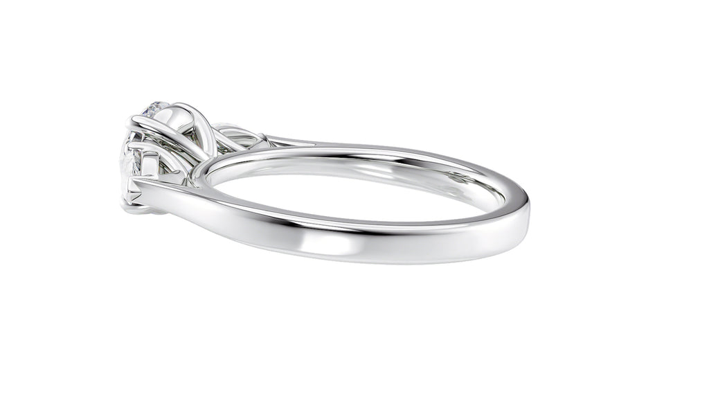 Round and Pear Cut 3 Stone Diamond Engagement Ring