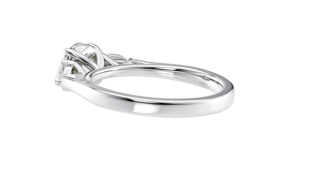 Round and Pear Cut 3 Stone Diamond Engagement Ring