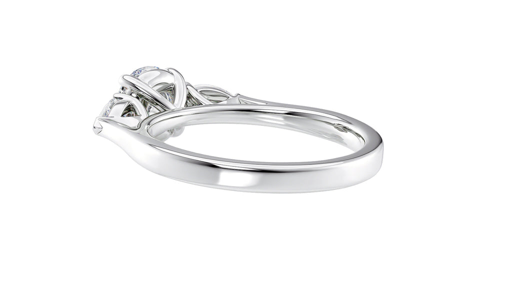 Round and Pear Cut 3 Stone Diamond Engagement Ring