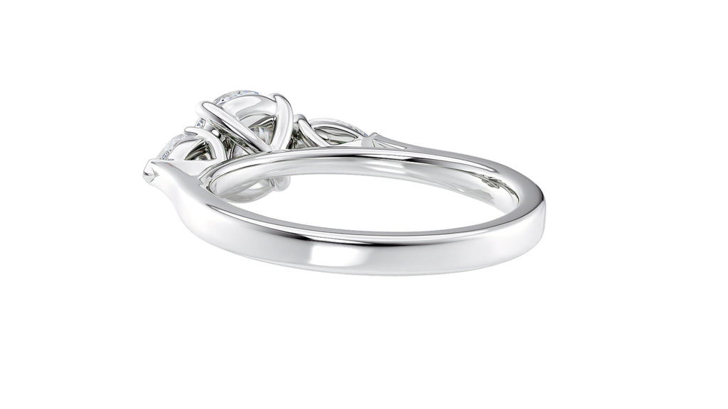 Round and Pear Cut 3 Stone Diamond Engagement Ring