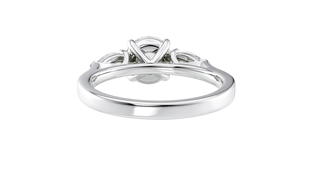 Round and Pear Cut 3 Stone Diamond Engagement Ring