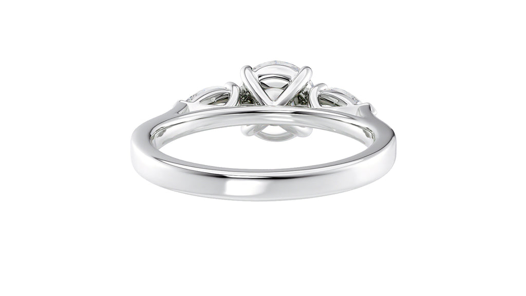 Round and Pear Cut 3 Stone Diamond Engagement Ring