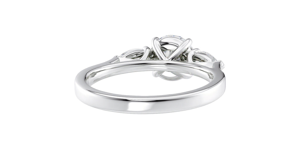 Round and Pear Cut 3 Stone Diamond Engagement Ring