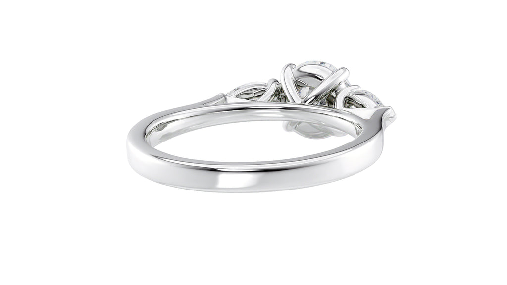 Round and Pear Cut 3 Stone Diamond Engagement Ring
