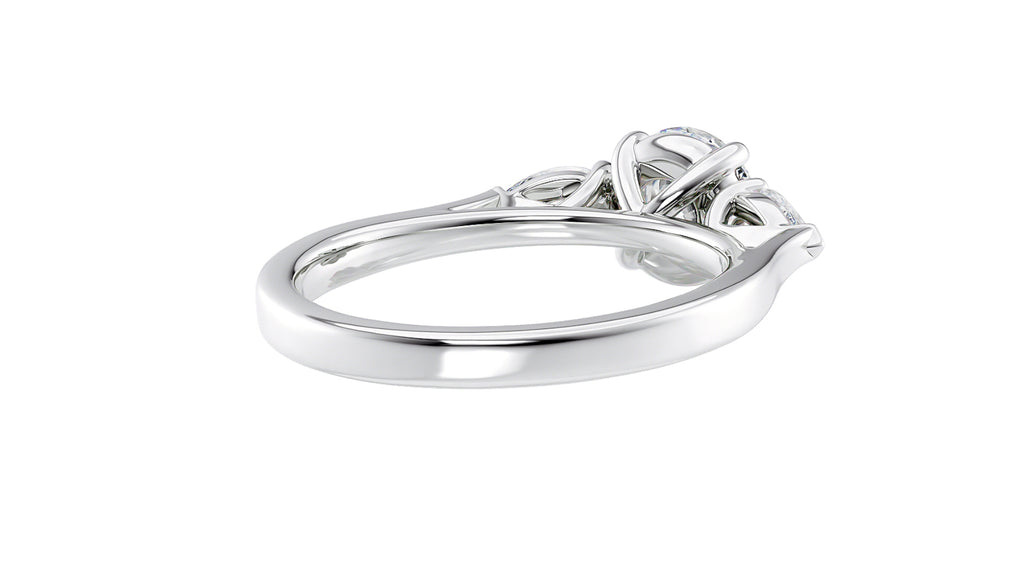 Round and Pear Cut 3 Stone Diamond Engagement Ring