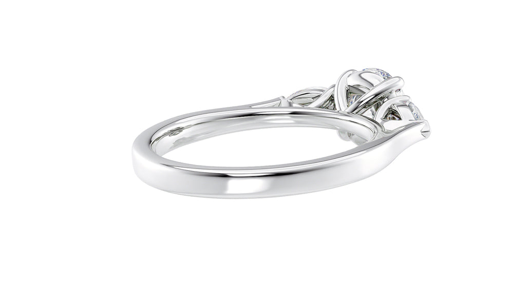 Round and Pear Cut 3 Stone Diamond Engagement Ring