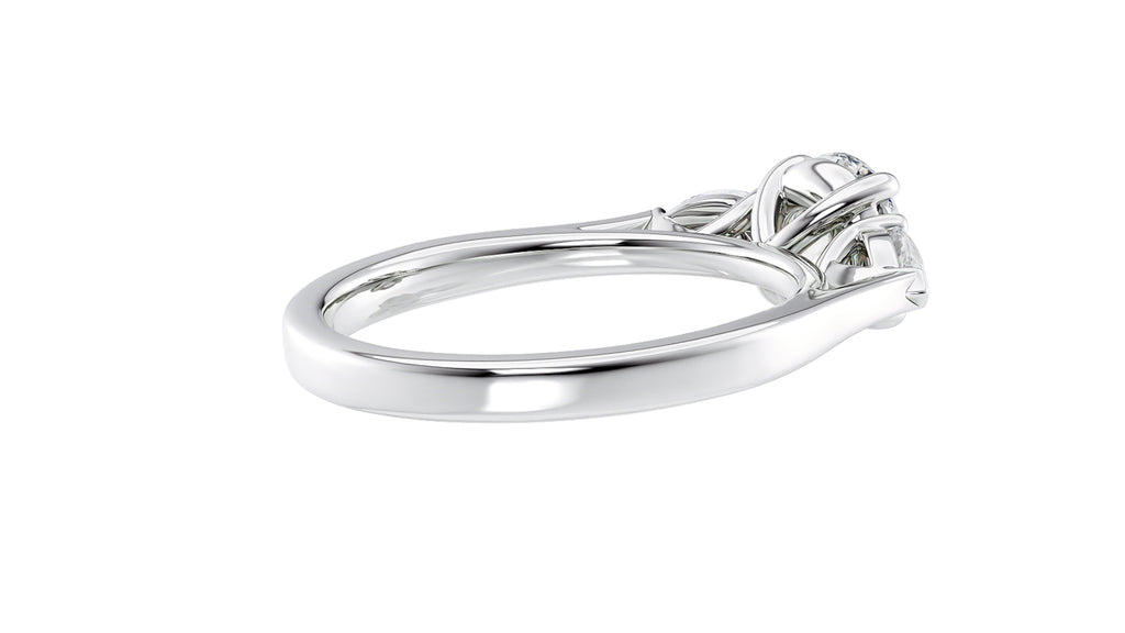 Round and Pear Cut 3 Stone Diamond Engagement Ring