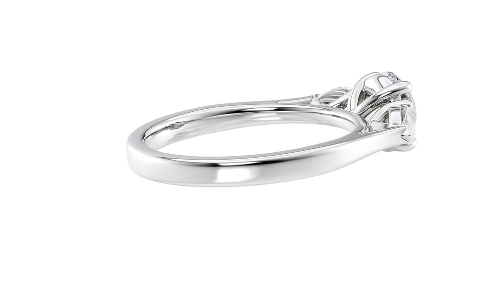 Round and Pear Cut 3 Stone Diamond Engagement Ring