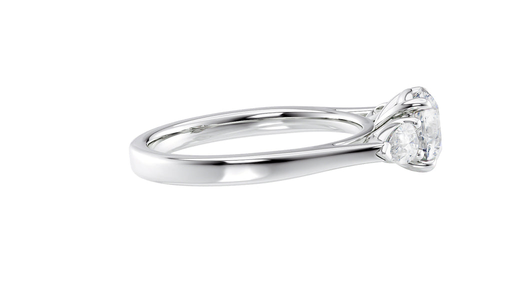 Round and Pear Cut 3 Stone Diamond Engagement Ring