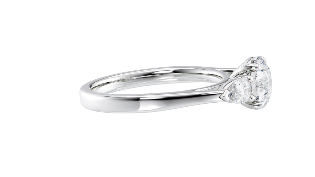 Round and Pear Cut 3 Stone Diamond Engagement Ring