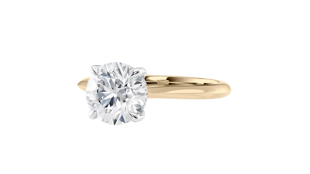 Round Solitaire Hidden Halo Diamond Engagement Ring
