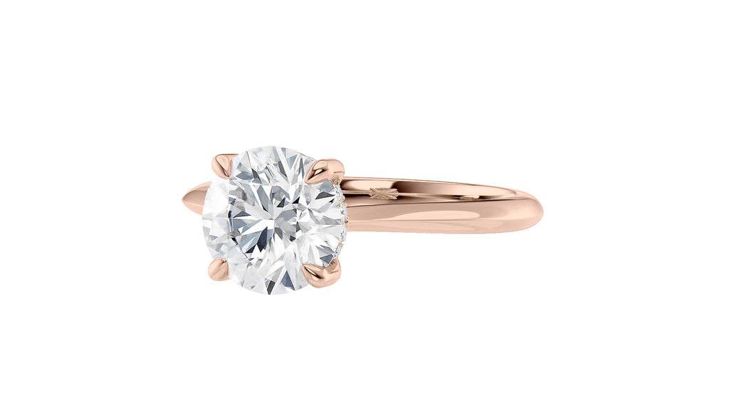Round Solitaire Hidden Halo Diamond Engagement Ring