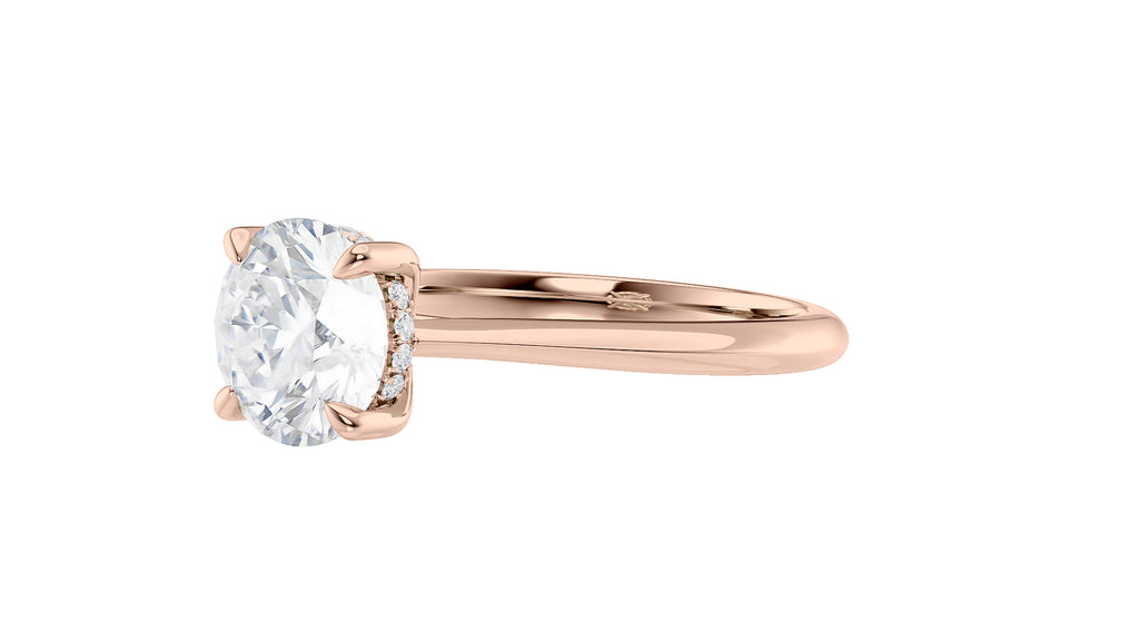 Round Solitaire Hidden Halo Diamond Engagement Ring