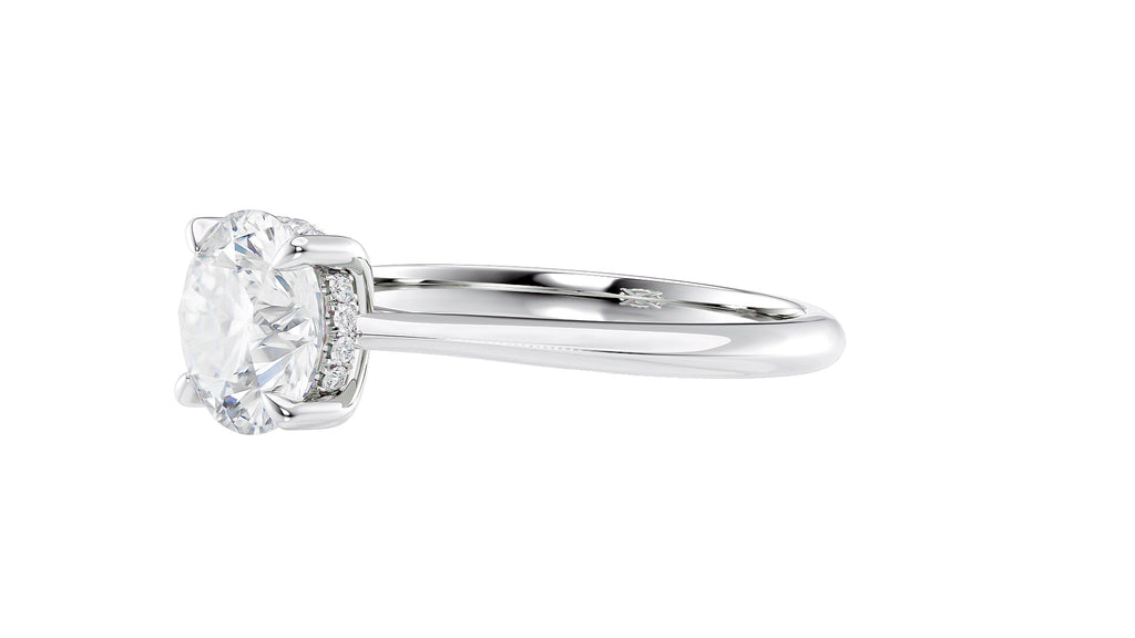 Round Solitaire Hidden Halo Diamond Engagement Ring