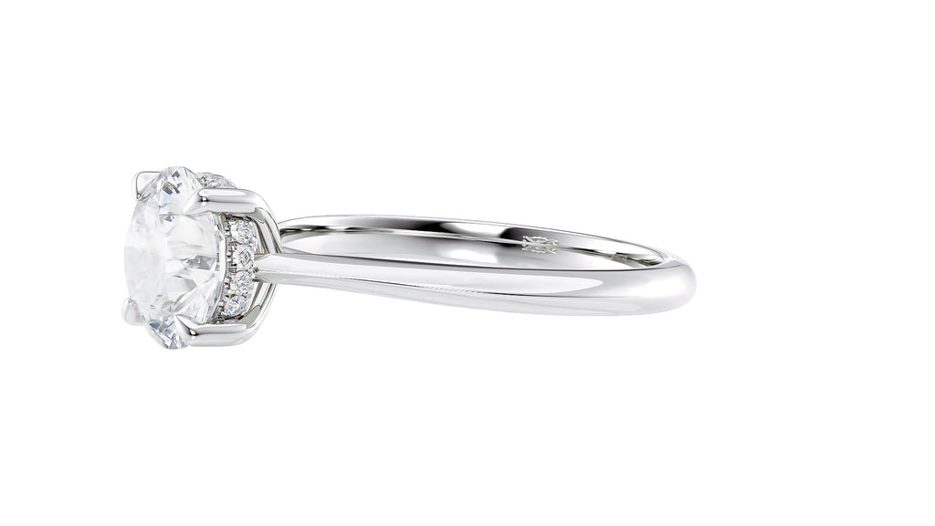 Round Solitaire Hidden Halo Diamond Engagement Ring
