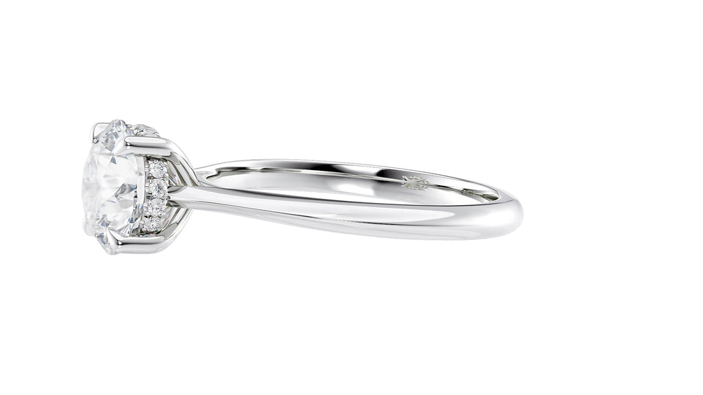Round Solitaire Hidden Halo Diamond Engagement Ring