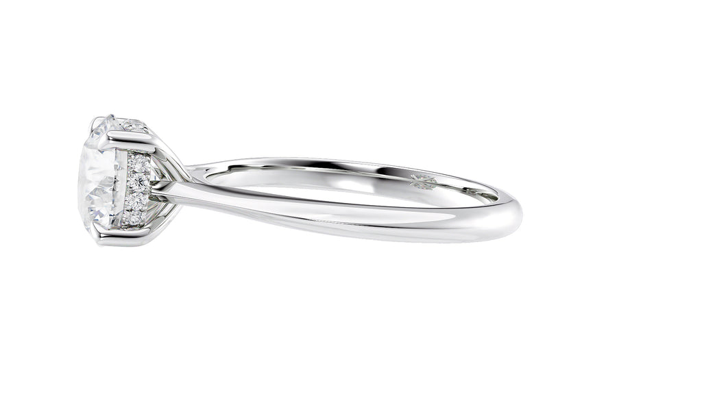 Round Solitaire Hidden Halo Diamond Engagement Ring