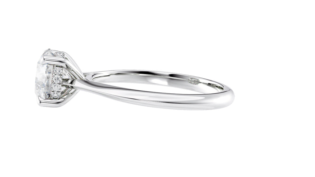 Round Solitaire Hidden Halo Diamond Engagement Ring
