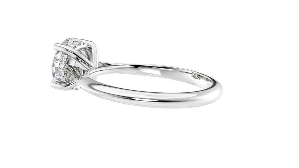 Round Solitaire Hidden Halo Diamond Engagement Ring