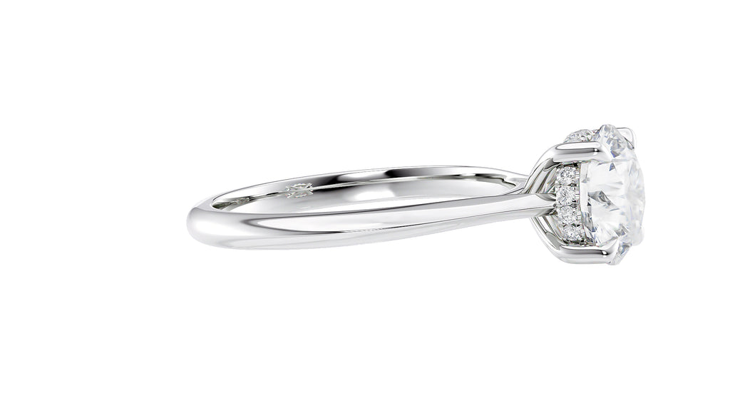 Round Solitaire Hidden Halo Diamond Engagement Ring