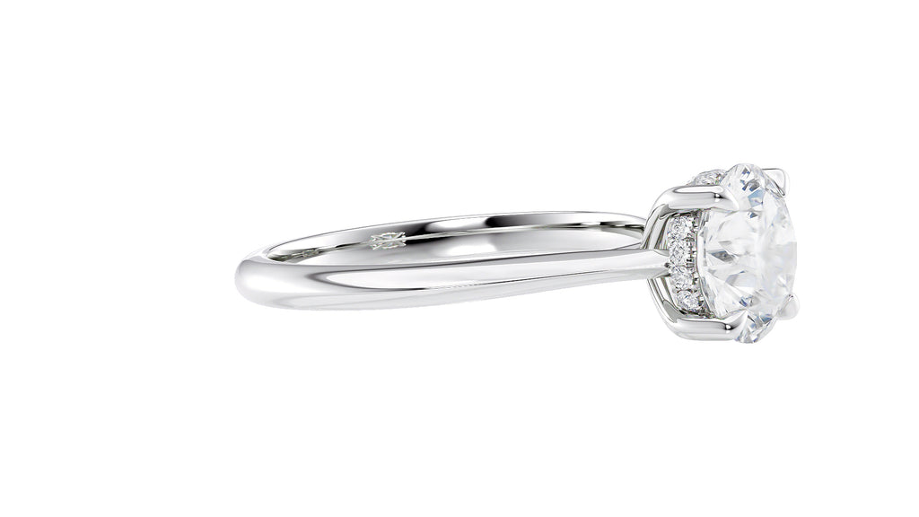 Round Solitaire Hidden Halo Diamond Engagement Ring