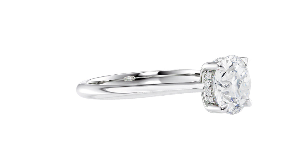 Round Solitaire Hidden Halo Diamond Engagement Ring