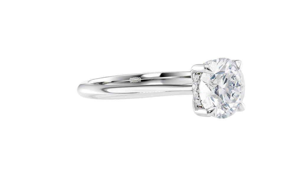 Round Solitaire Hidden Halo Diamond Engagement Ring