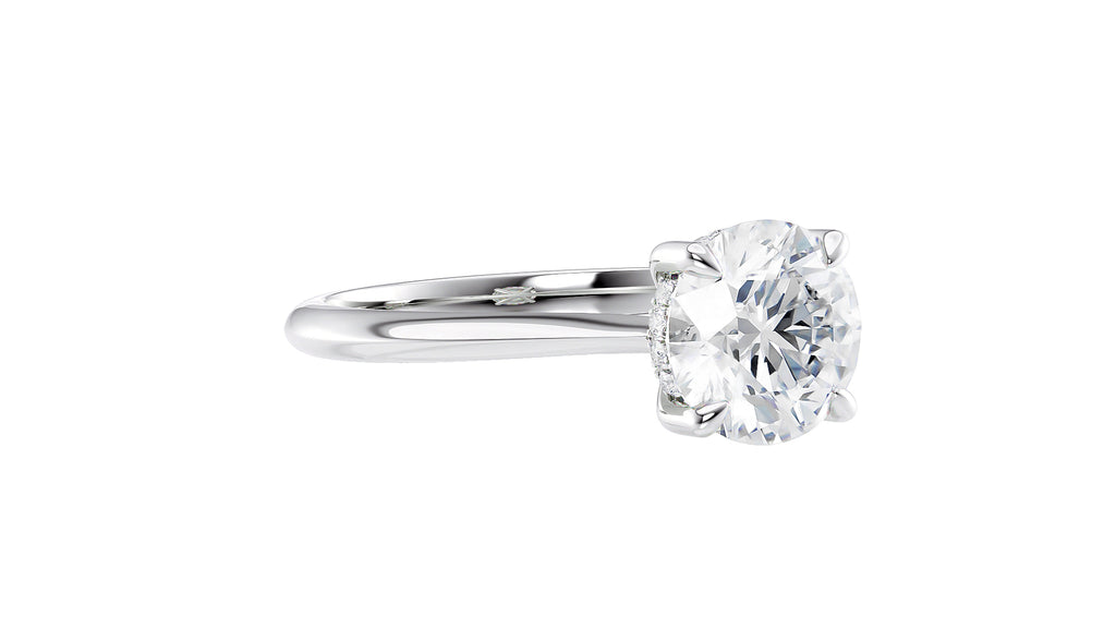 Round Solitaire Hidden Halo Diamond Engagement Ring