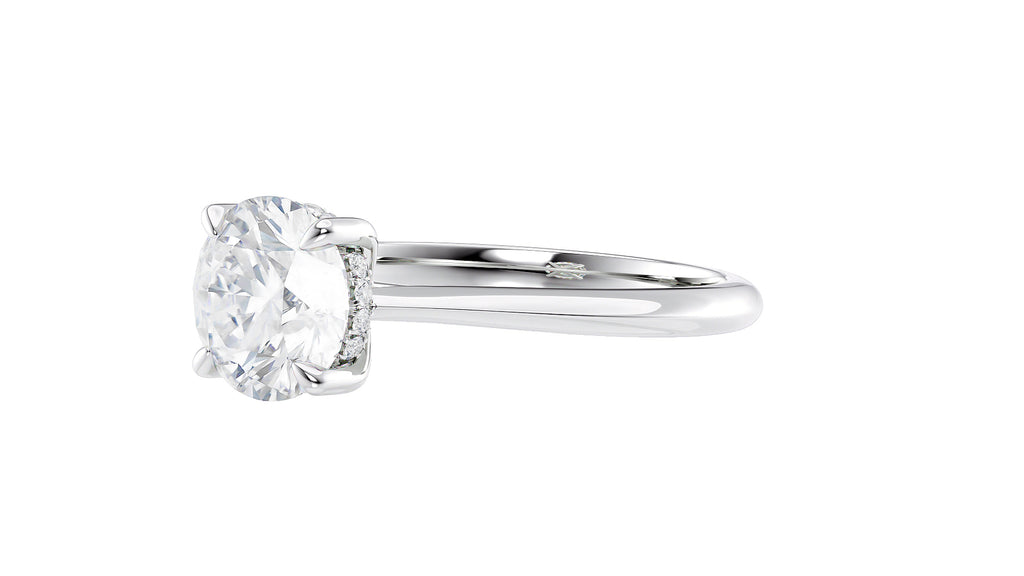 Round Solitaire Hidden Halo Diamond Engagement Ring
