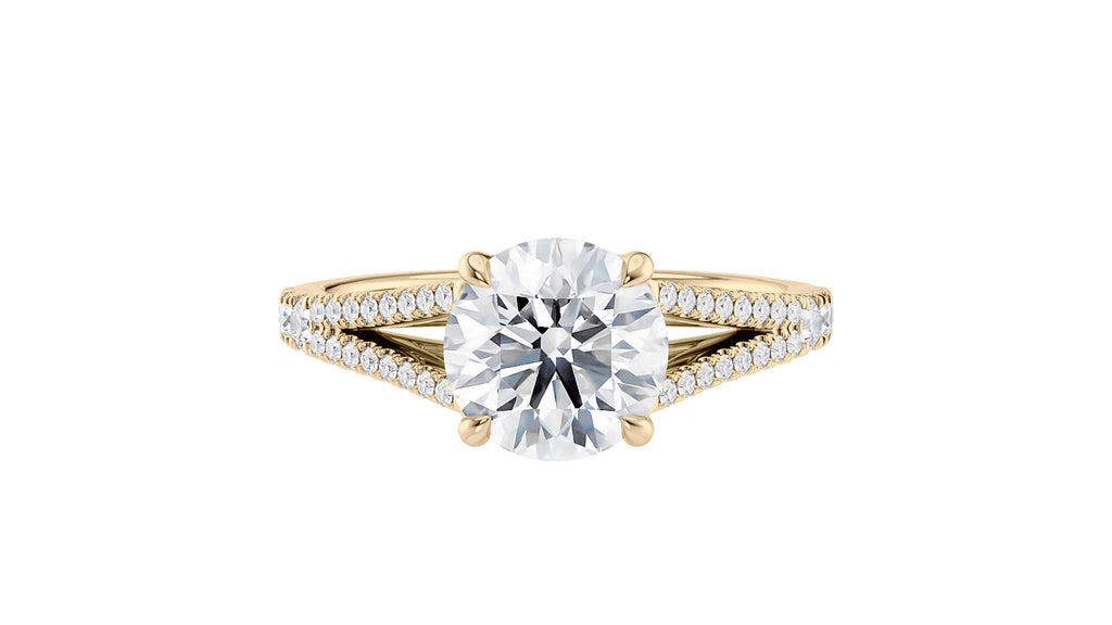 Round Solitaire Split Diamond Band Engagement Ring