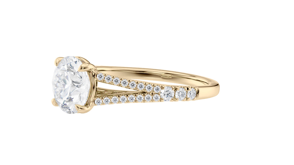 Round Solitaire Split Diamond Band Engagement Ring
