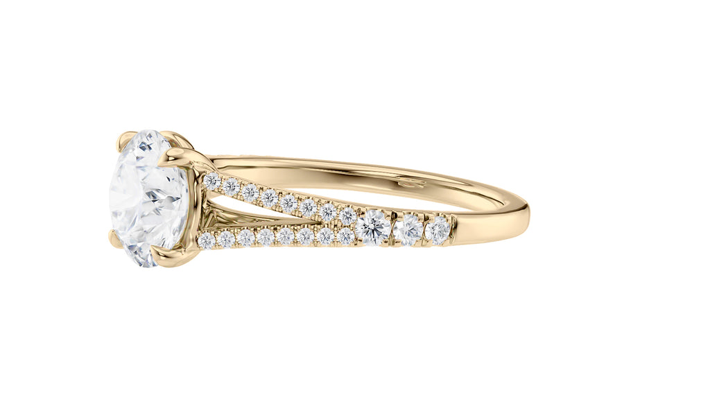Round Solitaire Split Diamond Band Engagement Ring