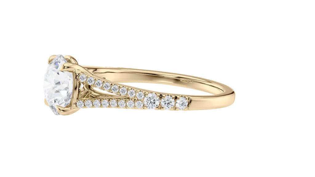 Round Solitaire Split Diamond Band Engagement Ring