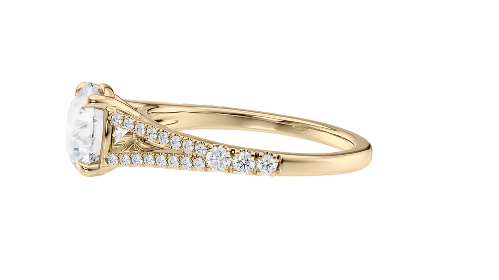Round Solitaire Split Diamond Band Engagement Ring